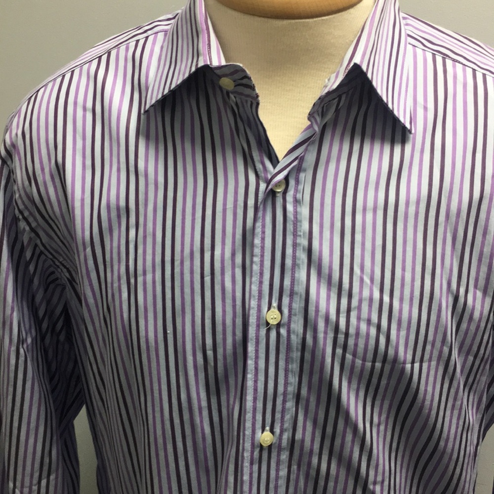 Etro men’s shirt purple gray stripes size 43